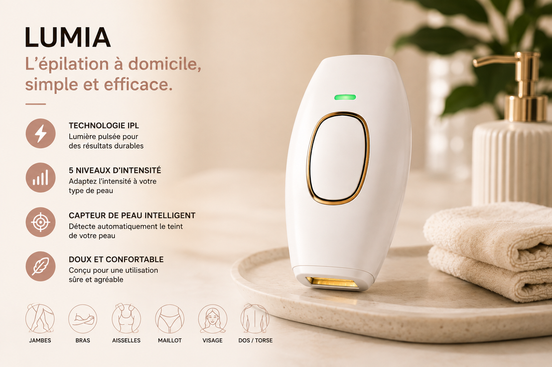 Épilateur à lumière pulsée IPL BRISE Lumia — technologie IPL, 5 niveaux d'intensité, capteur de peau